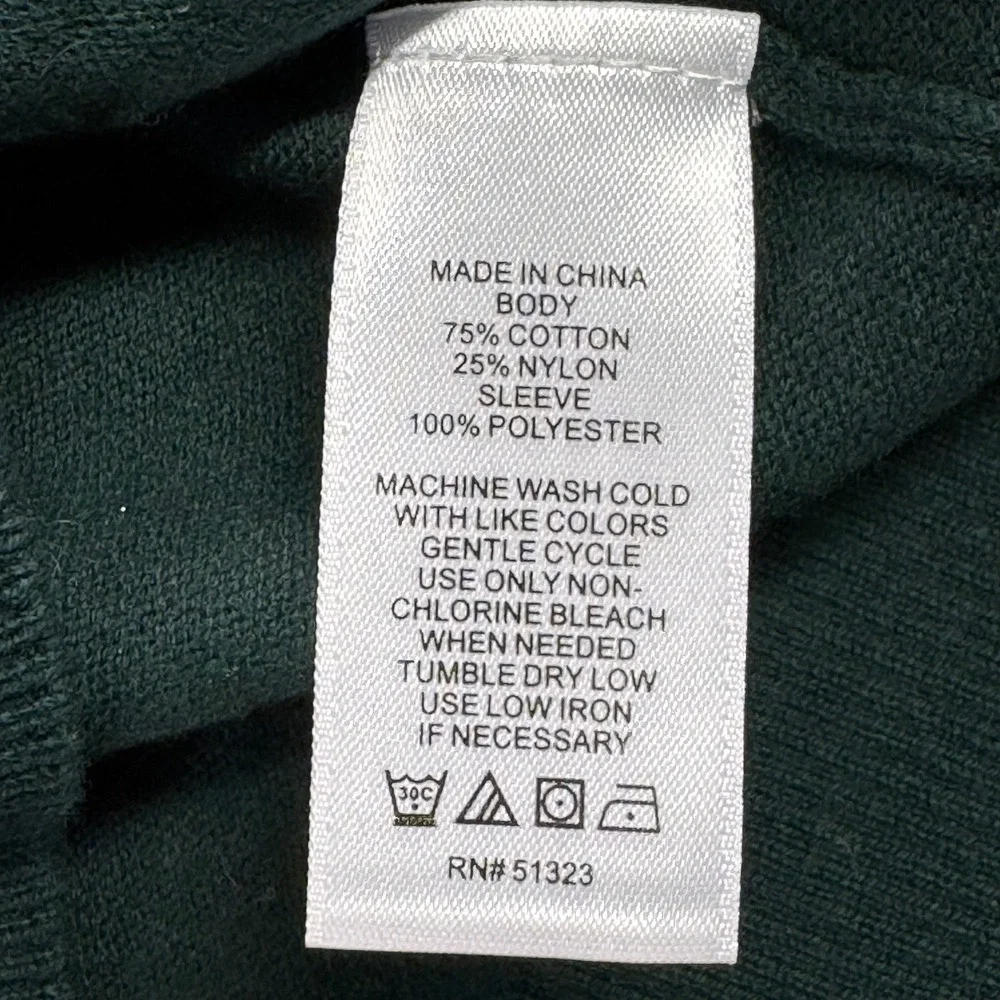 CeCe Women's Dark Green Textured Sleeve‎ Mock Neck Sweater XL - Picture 3 of 6